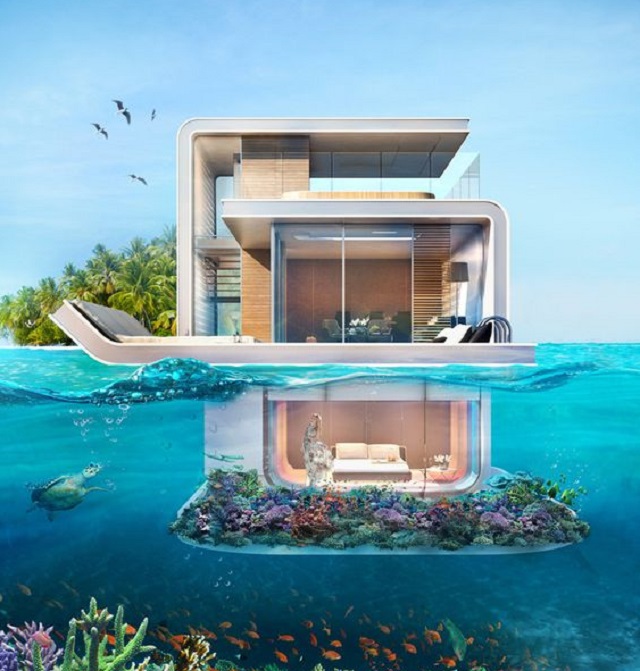 rumah unik dengan pemandangan bawah air