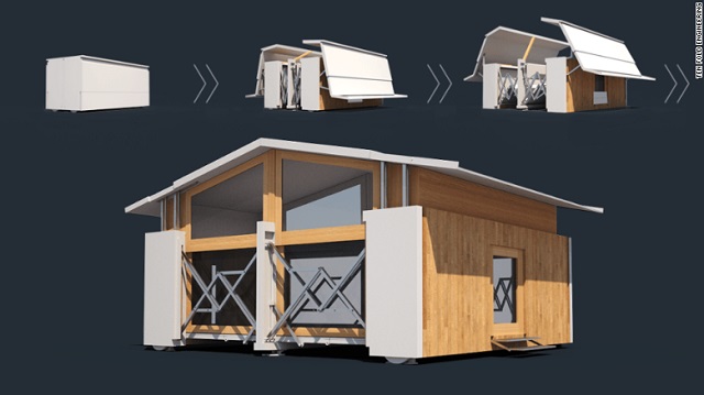 Desain rumah kecil prefab rancangan ten fold engineering