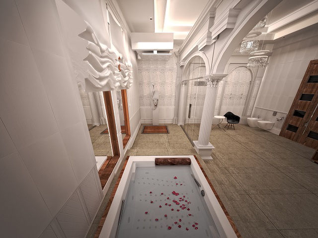 Desain kamar mandi neoklasik super mewah