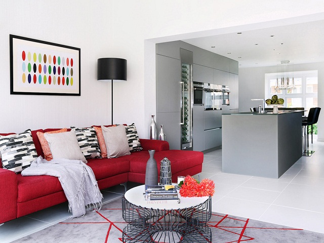 ruang keluarga dan dapur gaya minimalis
