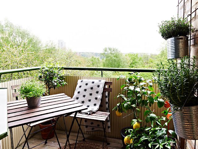 balkon rumah sebagai area privat dengan tanaman dan kursi