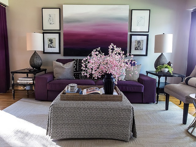 dekorasi interior warna ungu