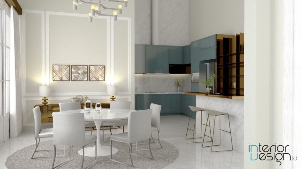 interior dapur dan ruang makan klasik modern