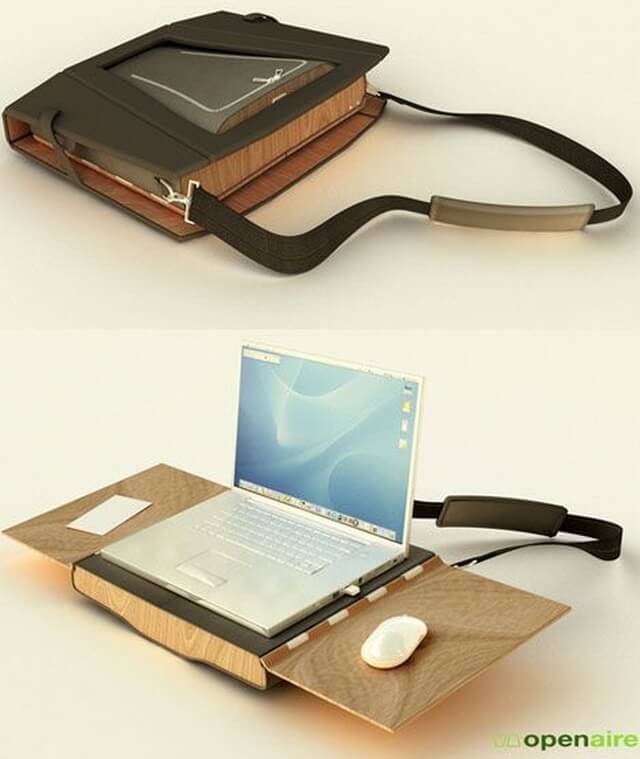 desain meja laptop bentuk tas