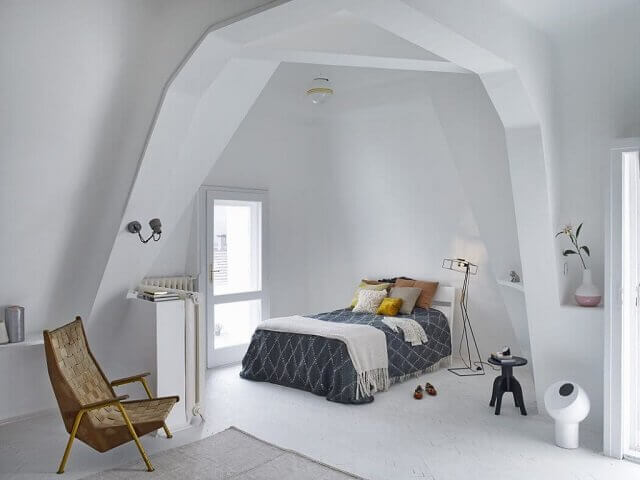 kamar tidur kecil gaya skandinavia