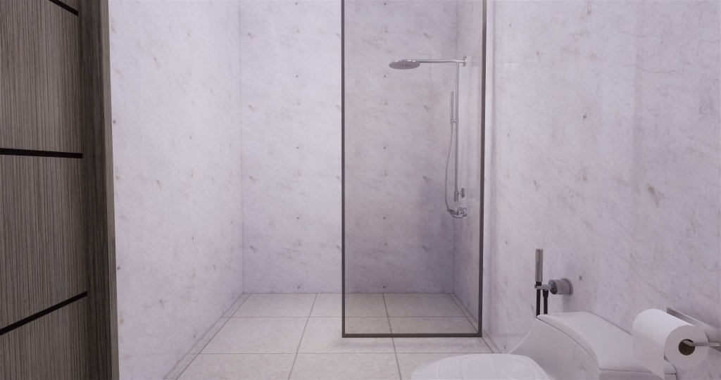 kamar mandi gaya modern minimalis dengan partisi kaca
