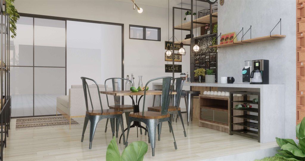 desain dapur dan ruang makan gaya industrial