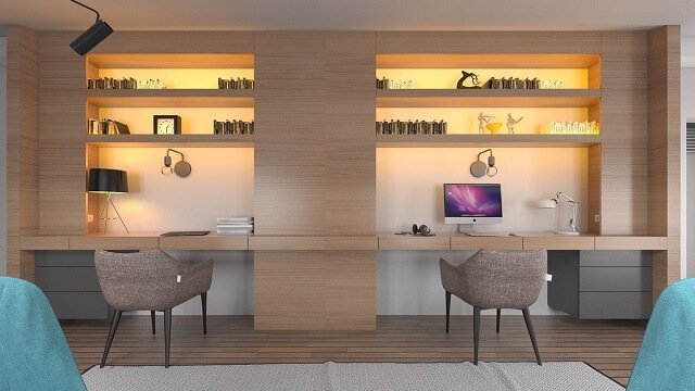meja kerja minimalis untuk ruang kerja ganda