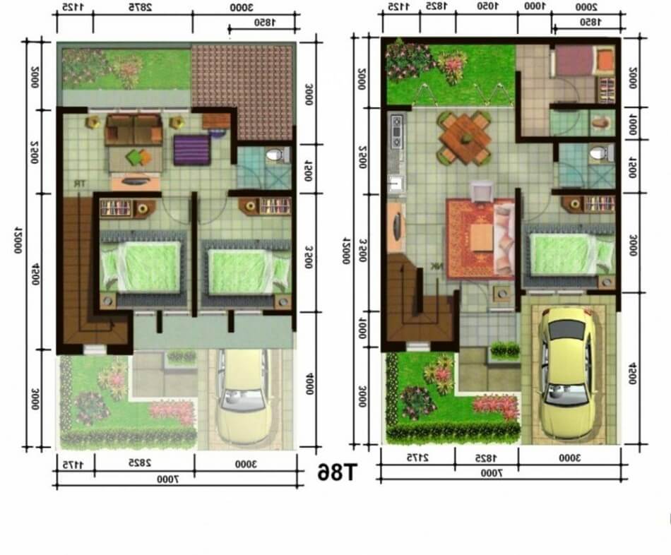 Denah dan Konsep Rumah Kecil Minimalis 2 Lantai - InteriorDesign.id