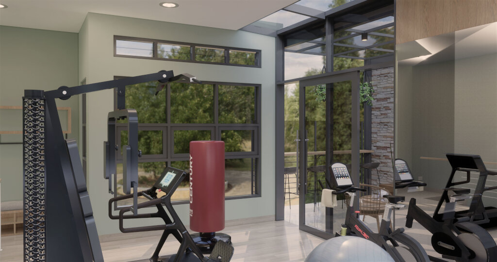gym design di interior rumah skandinavian