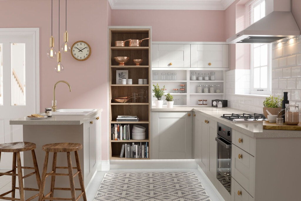 warna cat dapur blush pink 1024x683 - Inspirasi Desain Warna Cat Dapur Terbaik, Menjadikan Dapur Terlihat Lebih Menyenangkan