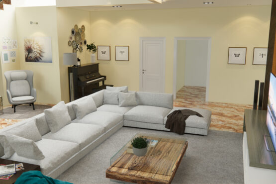 desain ruang keluarga modern eklektik