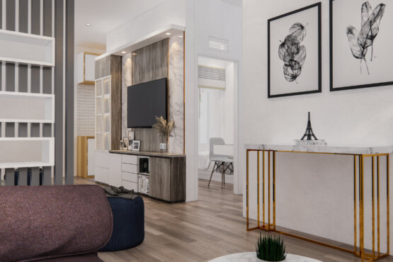 desain ruang tamu dan ruang keluarga modern