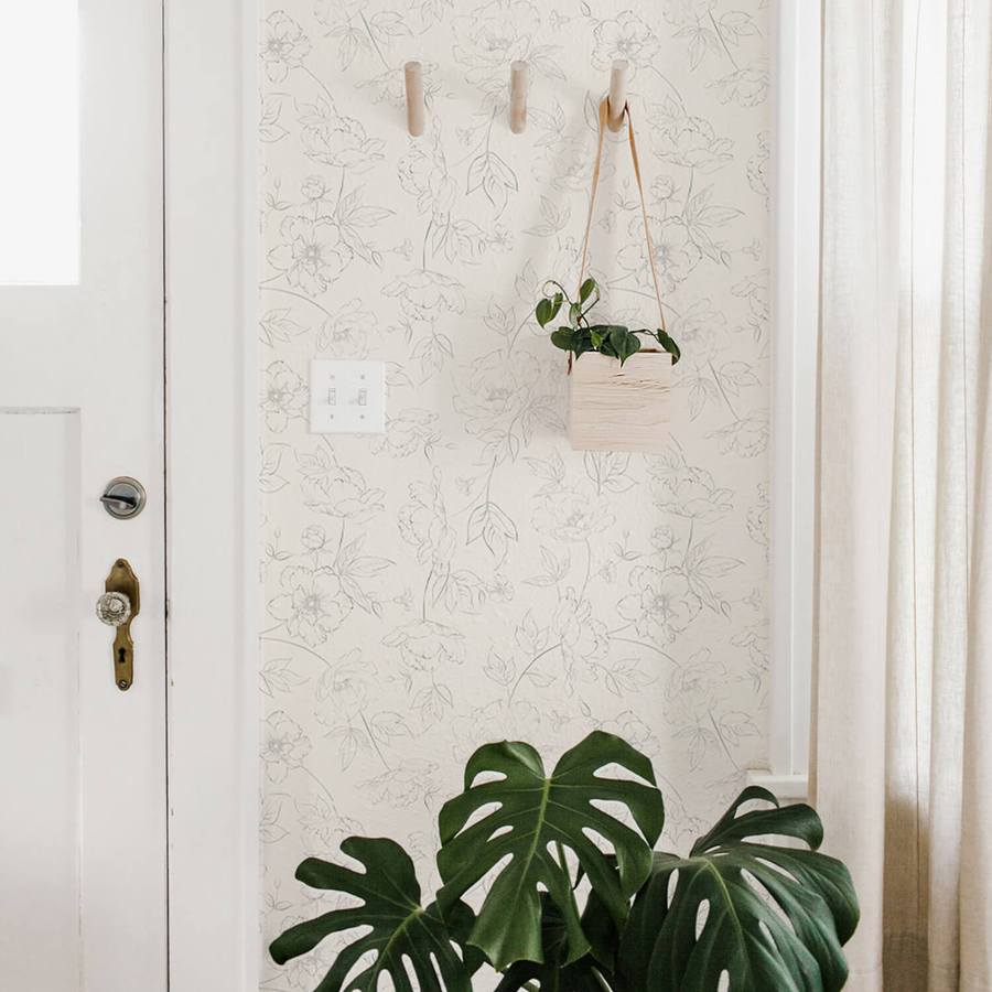 wallpaper dinding minimalis pola halus bunga
