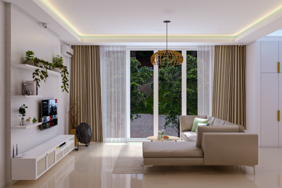 desain ruang keluarga di rumah modern-tropis