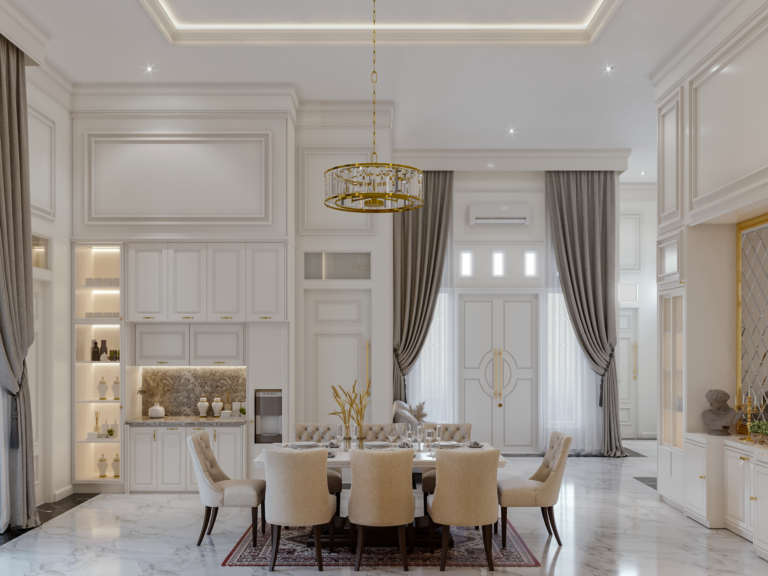 interior ruang makan mewah gaya modern klasik serang banten