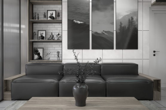 desain interior ruang keluarga gaya industrial modern bandung barat
