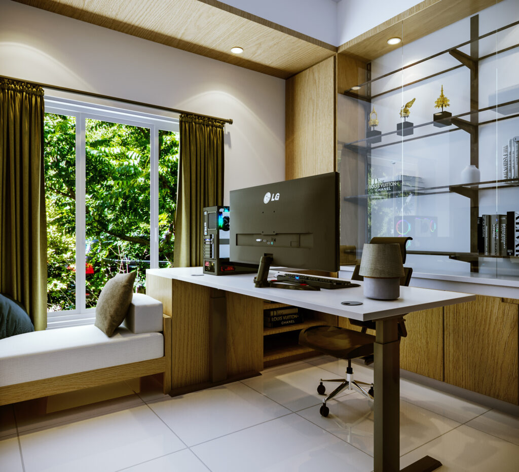 interior home office gaya scandinavian modern pamulang