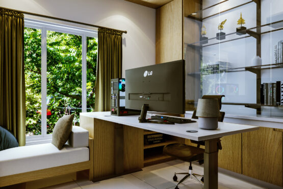 interior home office gaya scandinavian modern pamulang