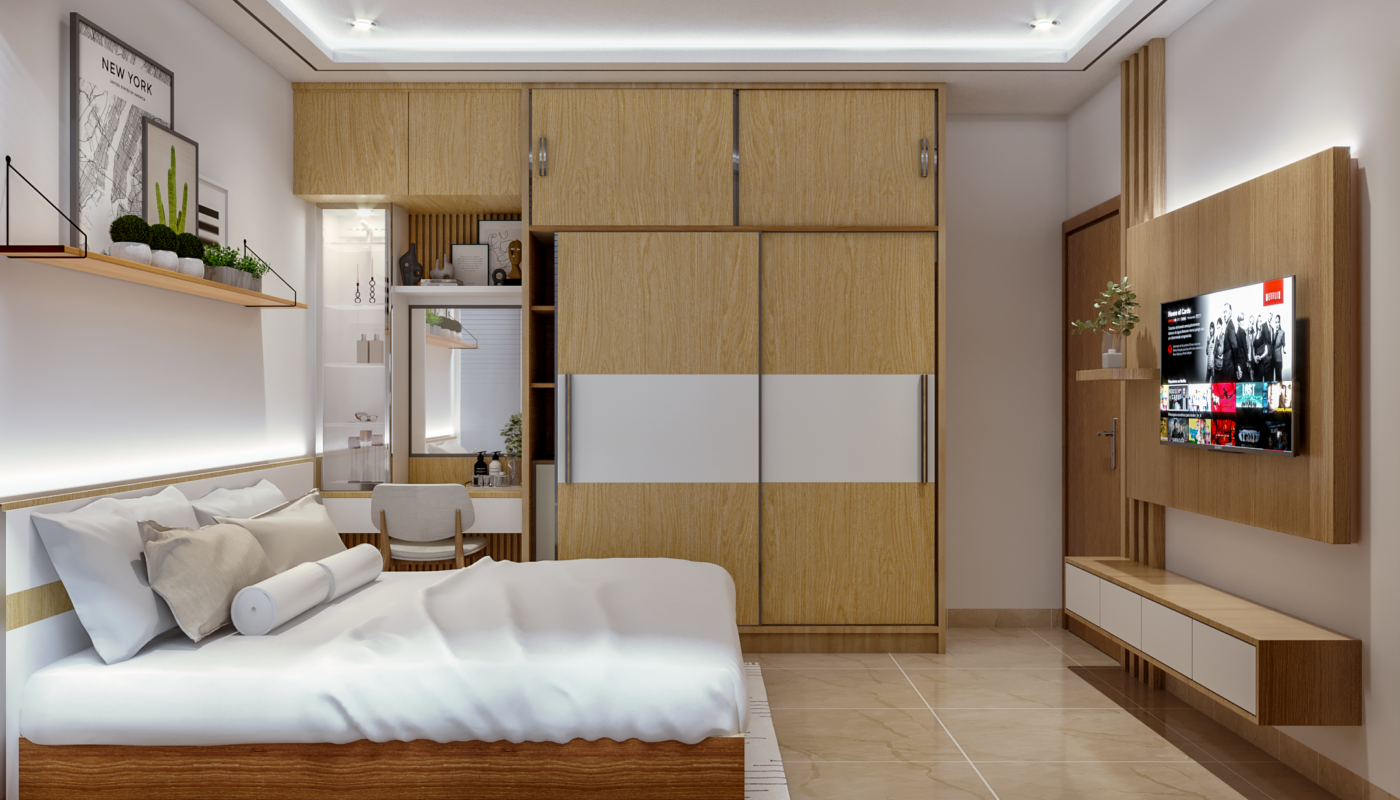 interior kamar tidur minimalis modern, jakarta barat