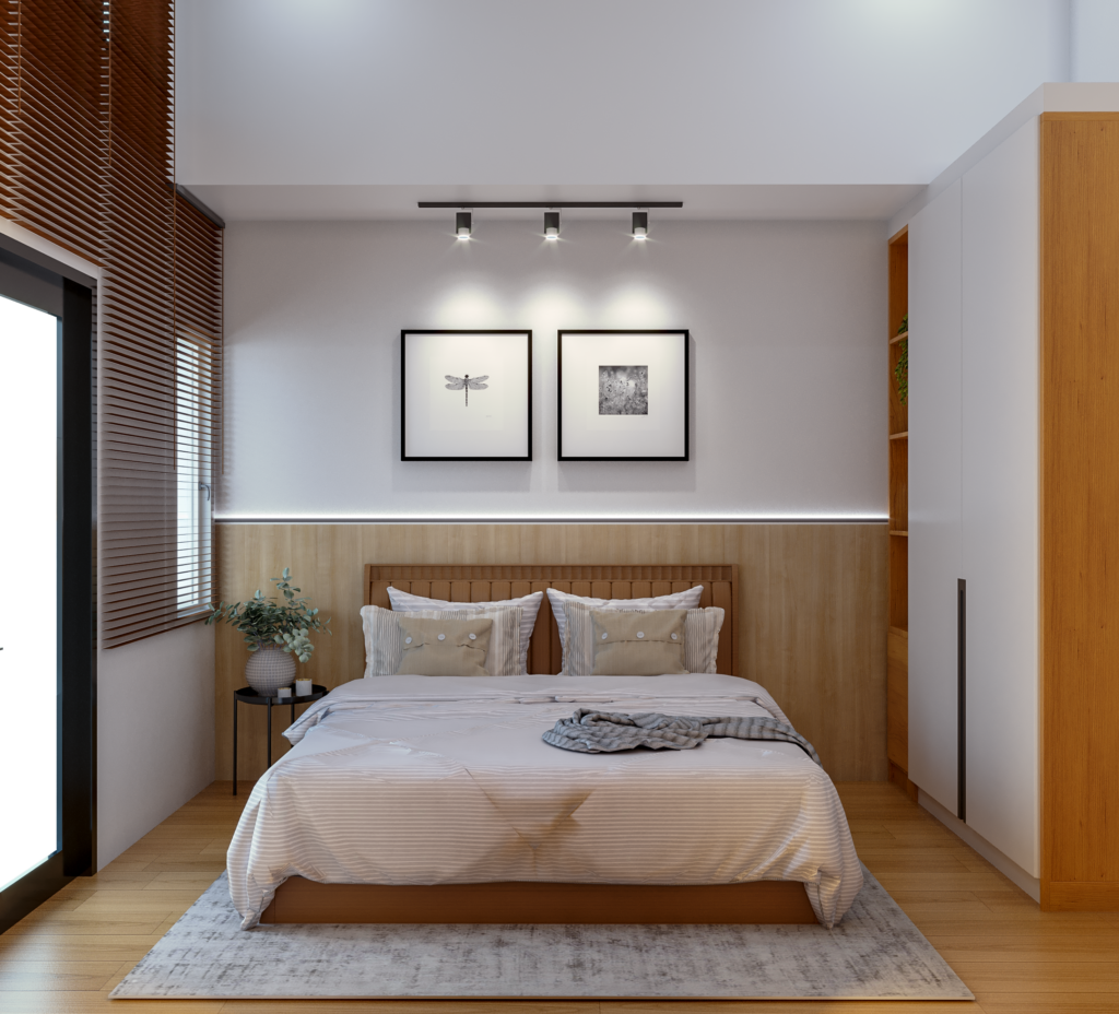 interior kamar tidur tamu minimalis modern, jakarta barat