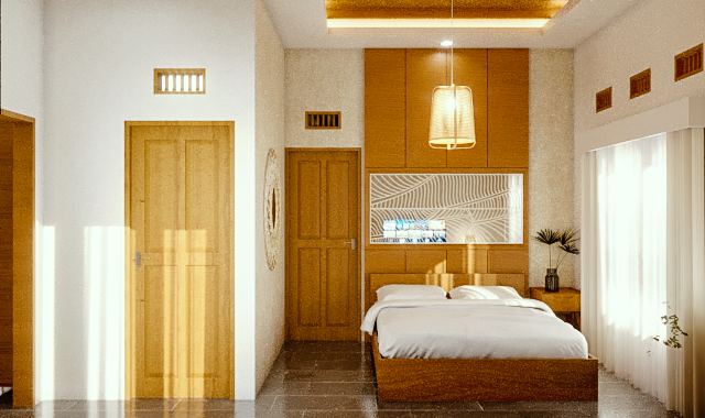 interior kamar tidur gaya Bali