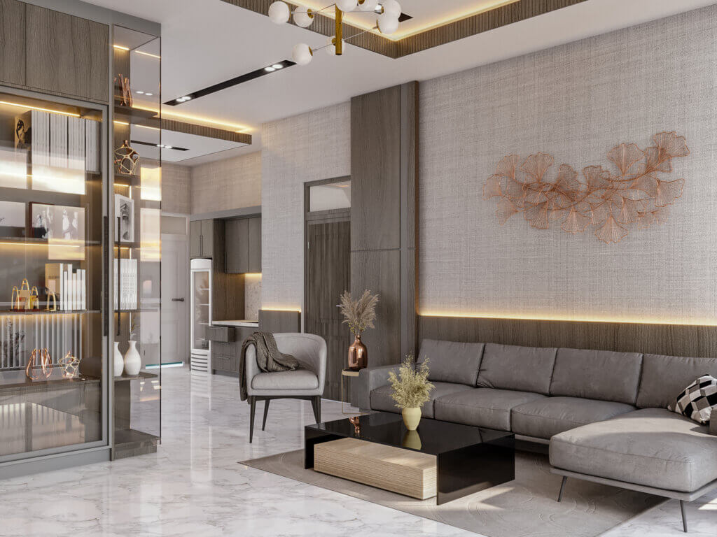 desain ruang keluarga modern estetik