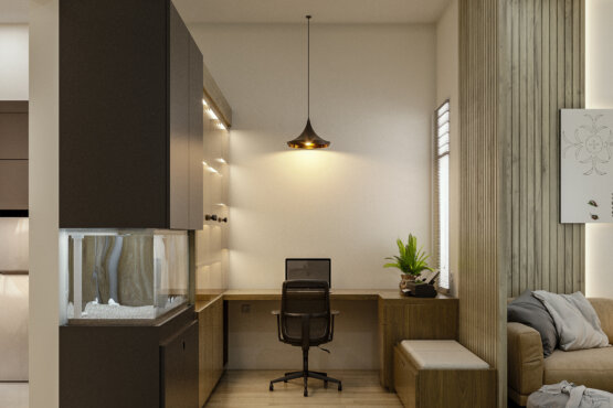 ruang kerja bergaya desain modern minimalis