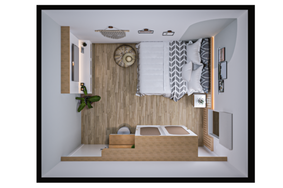 layout kamar tidur gaya bohemian