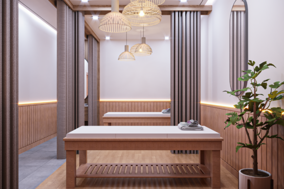 ruang treatment klinik japandi