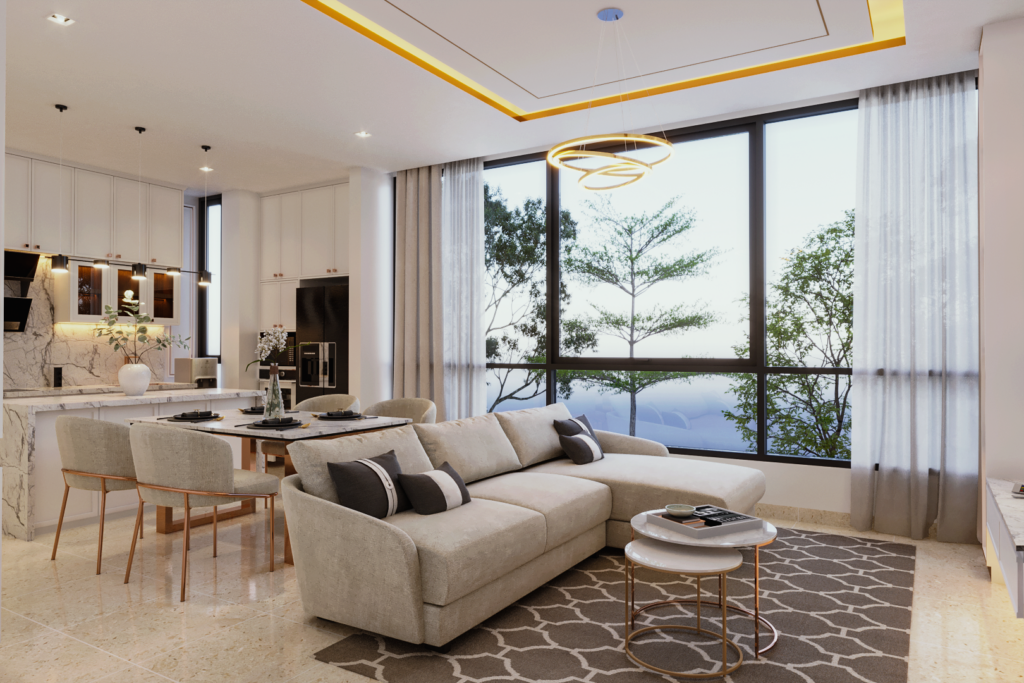 Desain ruang keluarga modern classic